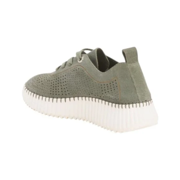 CARMELA Khaki Suede Perforated Sneakers - Picture 2 of 3